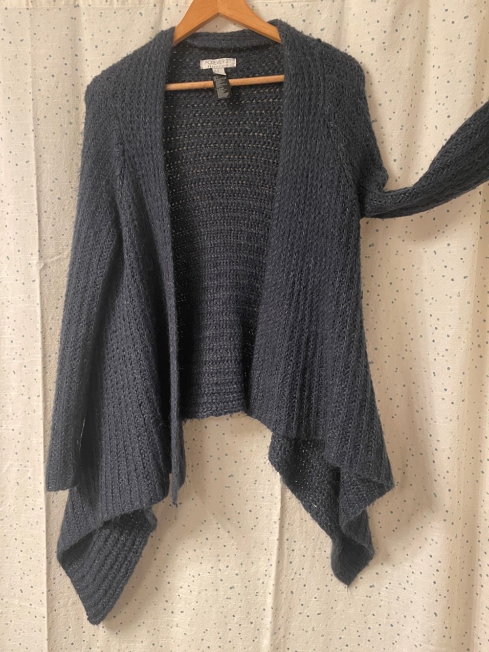 Forever 21 Charcoal/ BlueOpen-Front Draped Knit Cardigan